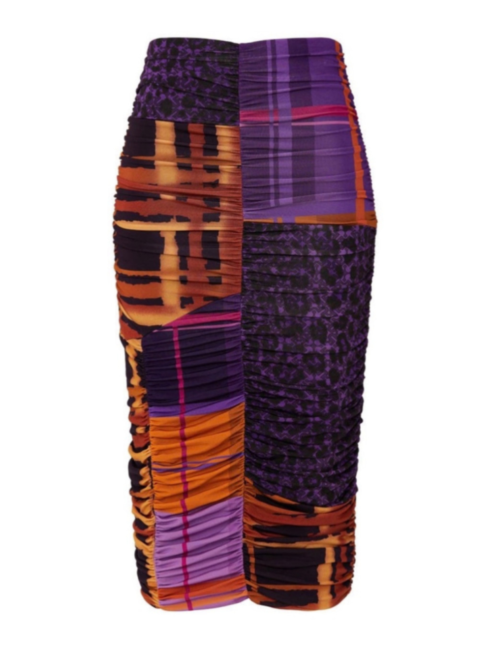 Fuzzi Gonna Corta Patchwork Ruched Jersey Pencil Midi Skirt Multicolor Size Medi